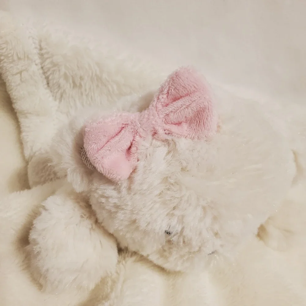Baby Gear Lovey White Bear Pink Bow‎ Girls Fleece Baby Security Blanket  Plush